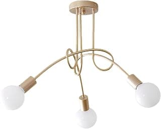 Lustre de Teto Vintage Nórdico com Design de Galhos - 3 ou 5 Lâmpadas E27 (Não Inclui Lâmpadas) - Iluminação Elegante para Sala, Quarto, Jantar (3 Lâmpadas - Dourado) - Produto 7 mais recomendado com 4.8 estrelas