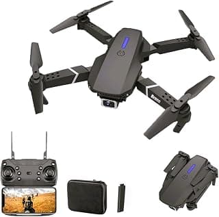 Drone Zangão - E88 Pro Dobrável 4k HD Dual Camera Quadcopter Controle Remoto de Aeronave com Bolsa de Armazenamento (Preto, 4K Câmera + 1* bateria) - Produto 9 mais recomendado com 3.4 estrelas