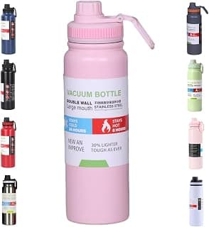 Garrafa De Agua Termica Gelada 800ml Em Aço Inox Antivazamento Com Infusor Com Alça Agua Quente ou Fria Para Academia Treino Caminhada (Rosa) - Produto 8 mais recomendado com 4.3 estrelas