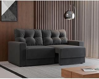 Sofá 3 Lugares Retrátil Lubeck Suede Grafite 140 cm - Produto 8 mais recomendado com 3 estrelas