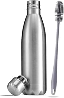 Garrafa Térmica Aço Inox água Gelada Anti Vazamento 500ml de Dupla Camada com Tampa Rosqueável + Escova Silicone para Limpeza - Produto 1 mais recomendado com 4.7 estrelas