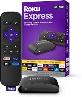 Roku Express | Dispositivo de streaming para TV HD/Full HD compatível com Alexa, Siri e Google. Inclui Cabo HDMI Premium - Produto 3 mais recomendado com 4.7 estrelas