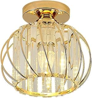 Lustre de Teto Moderno com Iluminação de Cristal Semi-Embutida, Ouro, 19 cm x 12 cm x 17 cm, para Sala de Estar, Quarto, Sala de Jantar - Produto 10 mais recomendado com 3.7 estrelas