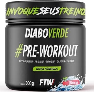 FTW Pré-Treino Diabo Verde em Pó com Cafeína, Aminoácidos Beta‑Alanina e Arginina para Treinos e Atividades Físicas - Pote 300 g (Sabor - Cereja Ice) - Produto 8 mais recomendado com 4.4 estrelas