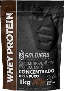 Whey Protein Concentrado 1Kg - Chocolate Belga - 100% Puro Importado - Soldiers Nutrition - Produto 6 mais recomendado com 4.6 estrelas