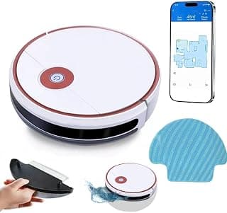Aspirador de Pó Robô 3 em 1, Robo Aspirador e Passa Pano, Carregamento AutomáTico, App Inteligente，Selecione a Rede WIFI de 2,4 GHz (branco) - Produto 8 mais recomendado com 5 estrelas