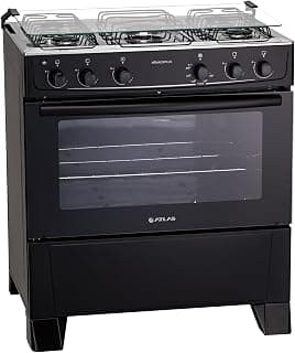 Fogão 5 bocas Atlas Mônaco Plus Preto com Acendimento Automático e Mesa Inox - Produto em review com 4.5 estrelas e 769 avaliações