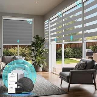 Persianas motorizadas com Valance Integral Zebra Atualizado Tamanho Personalizado Inteligente Automático para Windows Controle Remoto Cortinas Elétricas Alexa/Google, Cinza, 83 cm L L x 182 cm - Produto 1 mais recomendado com 4.2 estrelas