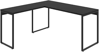 Mesa de Escritório em L Estilo Industrial 1,50mX1,50m Kuadra, Compace, Preto Ônix / Est.Preta - Produto 5 mais recomendado com 4.6 estrelas
