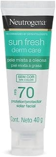Neutrogena Sun Fresh Protetor Solar Facial Derm Care, Pele Oleosa, Sem Cor, FPS 70, 40g - Produto 6 mais recomendado com 4.7 estrelas