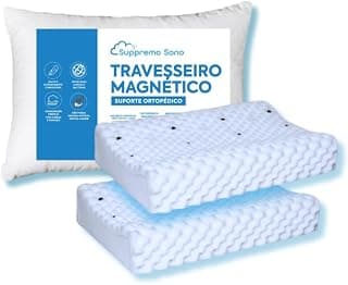 Kit 2 Travesseiro Cervical Magnético com Infravermelho Longo Ortopédico Alivia Dor Coluna, Suppremo Sono - Produto 10 mais recomendado com 3.8 estrelas