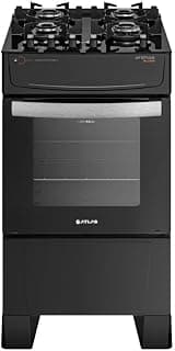 Fogão Atlas 4 Bocas preto Atenas Glass com Acendimento automático - Bivolt - Produto 1 mais recomendado com 4.7 estrelas