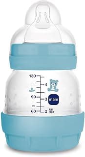 MAM Baby 1 Mamadeira Easy Start 130ml Anticólica e Menos Bolhas de Ar, para Crianças 0+ Meses Autoesterilizável e com Bico de Silicone Skinsoft, Azul Oceano - Produto 7 mais recomendado com 4.8 estrelas