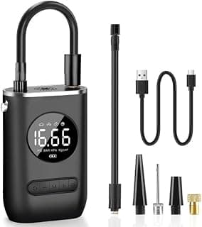 Calibrador Compressor Bomba De Ar Portátil Digital com Lanterna LED para Encher Pneus de Carro, Moto, Bike, Bicicleta, Bola e Piscina Inflável - Produto 2 mais recomendado com 4.5 estrelas