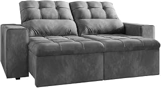 Sofá Retrátil e Reclinável 2 Lugares 1,80m Veludo Malibu Cinza - Produto 3 mais recomendado com 4.6 estrelas
