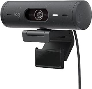 Webcam Full HD Logitech Brio 500 com Microfones Duplos com Redução de Ruídos, Proteção de Privacidade, Correção de Luz e Enquadramento Automático - Grafite - Produto 7 mais recomendado com 4.8 estrelas