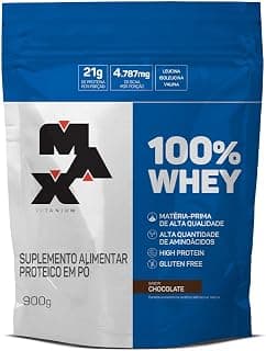 Max Titanium 100% Whey - 900G Refil Chocolate - - Produto 4 mais recomendado com 4.7 estrelas