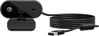 Webcam 1080p HP 320 - com Ajuste Automático de Luz, Conexão USB Plug and Play, Ângulo Largo de 66 Graus, Imagem Full HD com Microfone Integrado e Rotação 360 (53X26AA#ABL) - Produto 4 mais recomendado com 4.7 estrelas