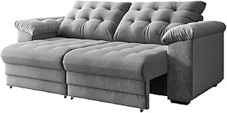 Sofá Retrátil e Reclinável Bipartido 3 Lugares 2,30m Suede Veludo Coliseu Selmer (Cinza) - Produto 2 mais recomendado com 4.5 estrelas