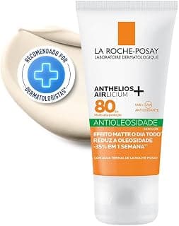 La Roche-Posay Anthelios Airlicium, Protetor Solar Facial Antioleosidade FPS80 com Controle de Oleosidade, Efeito Matte, Cobertura Uniforme e Toque Seco Sem Cor 40g - Produto 4 mais recomendado com 4.8 estrelas