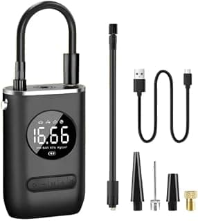Calibrador Compressor Bomba De Ar Portátil Digital Mini Com Lanterna LED para Encher Pneus de Carro, Moto, Bike, Bicicleta, Bola e Piscina Inflável - Produto 3 mais recomendado com 4.7 estrelas