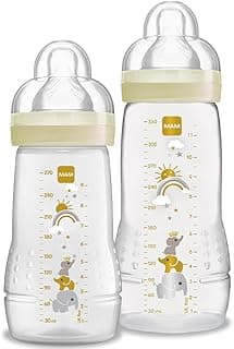 MAM Baby Kit 2 Mamadeiras Easy Active Set, 270ml e 330ml Com Formato Ergonômico e Fácil de Segurar para Crianças 4+ Meses com Bico de Silicone Skinsoft, Neutra - Produto 6 mais recomendado com 4.8 estrelas