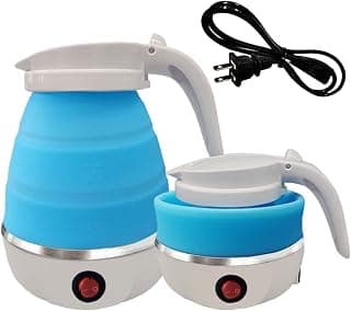 Chaleira Elétrica Portátil Dobrável com Silicone de Grau Alimentar, Bule de Chá Rápido de Água a Ferver Bule de Café para Acampamento ou Viagens, Chaleira Dobrável com Cabo de Energia - Produto 5 mais recomendado com 4.4 estrelas