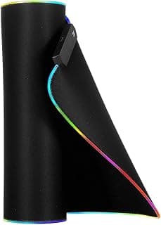 Mouse Pad RGB com LED 7 Cores – 25x35cm, Iluminação Colorida, Borda Iluminada, Base Antiderrapante, Superfície Speed para Gamer e Escritório, 4mm de Espessura - Produto 10 mais recomendado com 4.5 estrelas