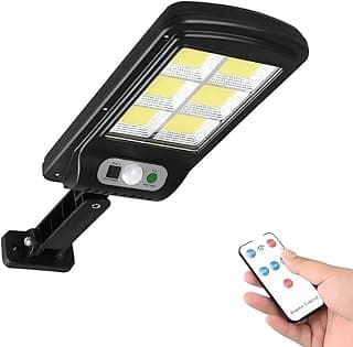 Luminária Solar Refletor Poste com Controle Remoto Super Potente Led Sensor de Presença 3 Modos de Iluminação – IP65 Ultra Potente Prova D'agua 8 Janelas - Produto 3 mais recomendado com 4.2 estrelas