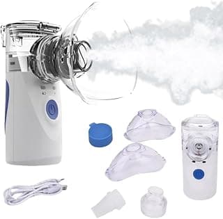 Inalador e Nebulizador Portátil - Aparelho Mini de Inalação Silencioso e Ultrassônico Compacto com Funcionamento via USB (Bivolt 110v/220v) ou a Pilha (AA) Indicado para Crianças Adultos e Idosos - Linha Premium - Produto 10 mais recomendado com 3.7 estrelas