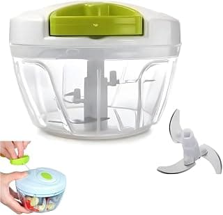 Processador Manual de Alimentos, Verde e Branco, Acrílico, 500ML, 3 Lâminas de Alumínio, Desmontável, Para Temperos e Alimentos - Produto 8 mais recomendado com 0 estrelas