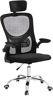 Cadeira de Escritório Ergonômica com Suporte Lombar Independente, Encosto Reclinável, Apoio de Cabeça Ajustável e Malha Respirável Mesh, Base Reforçada, Giratória e Altura Regulável – Preto - Produto 4 mais recomendado com 5 estrelas