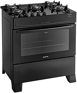 Fogão Atlas 5 Bocas preto Mônaco Top Glass com Acendimento automático - Bivolt - Produto 2 mais recomendado com 4.7 estrelas