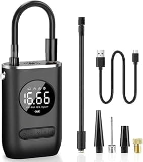 Calibrador Compressor bomba de Ar Mini Portátil Com Lanterna Led Bateria Recarregavel 4000mAh Para Pneus de Carro Moto Bicicleta Bola Colchão e Piscina Inflável Acessórios Inclusos Premium - Produto 10 mais recomendado com 0 estrelas