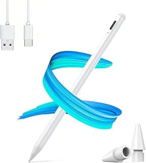 Pen Caneta Pencil Para Ipad 6, 7, 8, 9, 10 e 11 A16, com Palm Rejection, Ponta de Alta Precisão e Bateria de Longa Duração - Compatível com Apple iPad, iPad Air, iPad Mini, iPad Pro - Produto 10 mais recomendado com 0 estrelas