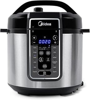 Midea Panela de Pressão Elétrica 6L com 12 receitas pré-programadas, 3 níveis de pressão e display digital, silenciosa e segura com 10 recursos de segurança, 127V - Produto 2 mais recomendado com 4.8 estrelas