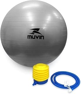 Bola de Pilates 65cm Muvin – Antiestouro – Suporta até 300kg – Com Bomba – Ginástica – Fitness – Pilates – Yoga – Fisioterapia – Flexibilidade – Fortalecimento – Tonificação –– Fácil Limpeza - Produto 1 mais recomendado com 4.8 estrelas
