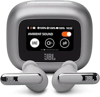 JBL, Fone de Ouvido Bluetooth, Live Beam 3, In-ear, Tela de 1.45", Cancelamento de Ruído - Prata - Produto 10 mais recomendado com 4.6 estrelas