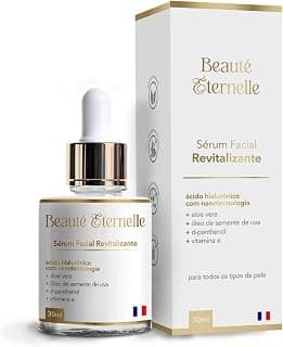 Sérum Facial Hidratante e Revitalizante Rejuvenescedor Beauté Éternelle 30 ml com Ácido Hialurônico (Aloe Vera, Óleo de Semente de Uva, D-panthenol, Vitamina E) - Produto 5 mais recomendado com 4.5 estrelas