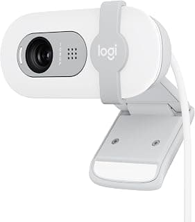 Webcam Full HD Logitech Brio 100 com Microfone Integrado, Proteção de Privacidade, Correção Automática de Luz e Conexão USB-A - Branco - Produto 5 mais recomendado com 4.8 estrelas