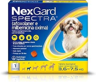NexGard Spectra Antipulgas e Carrapatos e Vermífugo para Cães de 3,6 a 7,5kg - 1 tablete - Produto em review com 4.8 estrelas e 6.800 avaliações