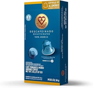 3 Corações Cápsulas de Café Descafeinado, Compatíveis com Nespresso, contém 10 cápsulas - Produto 8 mais recomendado com 4.7 estrelas