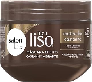 Salon Line, Meu Liso, Máscara, Matizador Castanho, Vegano - Para Cabelos Lisos, Ondulados, Alisados, Relaxados ou Quimicamente Tratados, 300g - Produto 8 mais recomendado com 4.3 estrelas