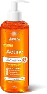 Darrow Actine Gel de Limpeza Dermatológico Facial com Ácido Salicílico, Vitamina C e Lactato de Mentila, Redução de 86% da Acne e -90% Oleosidade Imediatamente, 400g - Produto 1 mais recomendado com 4.8 estrelas