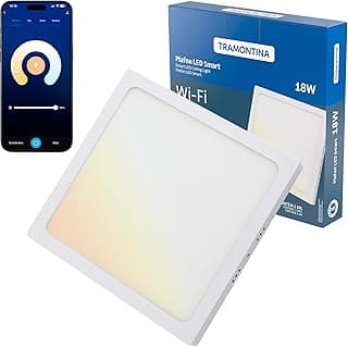Tramontina Plafon Smart LED Quadrado de Sobrepor 18W Inteligente Wi-Fi + Bluetooth e função de geolocalização - Compatível com Alexa e Google Assistente - Produto 2 mais recomendado com 4.7 estrelas