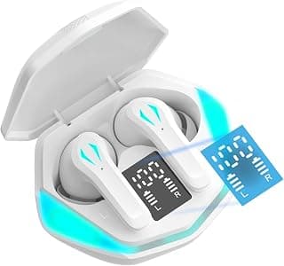 H'MASTON Fone de Ouvido Bluetooth Fone Sem Fio Gamer Esportivo com Microfone Cancelamento de Ruido Ativo Tela LED RS-29 (BRANCO) - Produto 3 mais recomendado com 4.3 estrelas