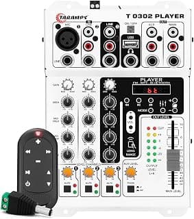 Mesa De Som Taramps T0302 Player Som Automotivo Bluetooth Equalizador 4 bandas Mp3 Usb FM Branca 12v Controle Remoto Comercial 3 entrada 2 saída XLR P10 RCA mixer caixa bob rack movel microfone violao - Produto 7 mais recomendado com 4.1 estrelas