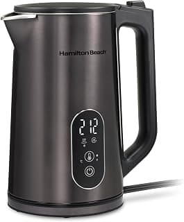 Hamilton Beach Chaleira elétrica de controle de temperatura digital, caldeira de água quente e aquecedor de 1,7 L, 5 modos predefinidos + manter quente, ferver rápido 1500 watts, sem BPA, construção - Produto 7 mais recomendado com 4.2 estrelas