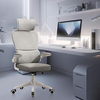 Cadeira de escritório, design ergonômico com suporte lombar independente, malha respirável e encosto de cabeça ajustável (Cinza) - Produto 5 mais recomendado com 4.1 estrelas