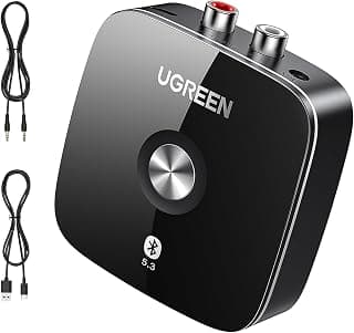 UGREEN Bateria integrada com adaptador auxiliar Bluetooth, suporta dois pares de receptores Bluetooth 5.3 para receptor estéreo antigo, adaptador de receptor de áudio Bluetooth de canal duplo RCA de - Produto 3 mais recomendado com 4.4 estrelas